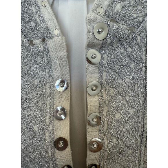 Vintage Sandy‎ Starkman White Silver Beaded Jacket Coat Embellished XL - Picture 5 of 10